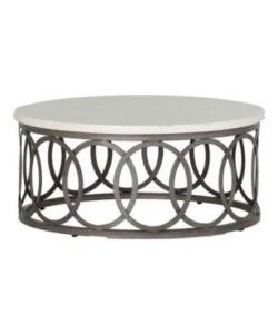 DESCRIPTION: ELLA ALUMINUM 36" ROUND COFFEE TABLE BRAND/MODEL: SUMMER CLASSICS BY ELLA INFORMATION: WROUGHT ALUMINUM BASE SIZE: 36" RETAIL$: $2,231.00