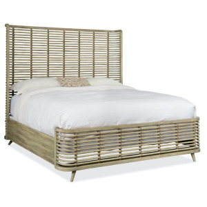 DESCRIPTION: SURFRIDER RATTAN KING SIZE BED BRAND/MODEL: HOOKER FURNITURE 6015-90266-80 INFORMATION: CASUAL, MIDCENTURY MODERN SIZE: KING RETAIL$: $2,