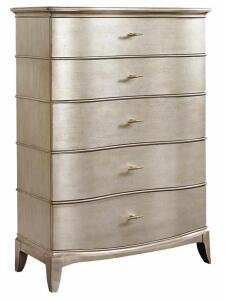 DESCRIPTION: STARLITE DRAWER CHEST BRAND/MODEL: A.R.T. FURNITURE 406150-2227 INFORMATION: CRACKED ON BACKSIDE, CHAMPAGNE FINISHED METAL HARDWARE SIZE: