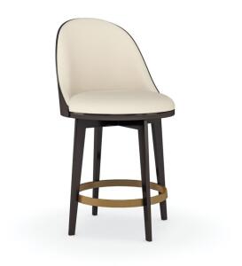 DESCRIPTION: CLASSIC DARK CHOCOLATE/CHAMPAGNE GOLD SIDE SWIVEL COUNTER HEIGHT STOOL BRAND/MODEL: CARACOLE CLA-020-311 INFORMATION: UPHOLSTERED SEAT RE