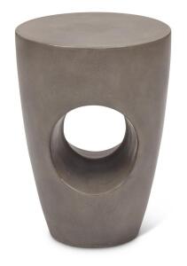 DESCRIPTION: HAYDEN DARK GREY CONCRETE STOOL BRAND/MODEL: URBIA VGS-HAY-STOOL INFORMATION: EDGES ARE WORN DOWN SIZE: 14.75"X17.75" RETAIL$: $253.00 QT