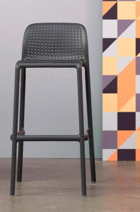 DESCRIPTION: (5) NARDI LIDO FIBERGLASS RESIN ANTRACITE STACKABLE BAR STOOL RETAIL$: $195.00 EACH QTY: 5