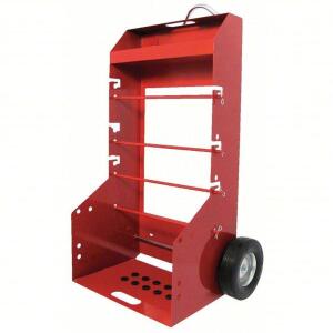 DESCRIPTION: (1) WIRE SPOOL DISPENSING CART BRAND/MODEL: DAYTON #34D659 INFORMATION: RED SIZE: 300 LB LOAD CAPACITY, 4 SPINDLES, 1/2 IN SPINDLE DIA. R