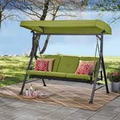 DESCRIPTION: (1) 3-PERSON DAYBED SWING BRAND/MODEL: MAINSTAYS INFORMATION: BELDEN PARK, GREEN RETAIL$: $399.99 EA QTY: 1