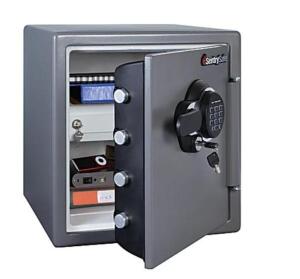 DESCRIPTION: (1) FIRE-SAFE ELECTRONIC SAFE BRAND/MODEL: SENTRYSAFE INFORMATION: GUNMETAL GRAY SIZE: 1.23 CU FT RETAIL$: $439.99 EA QTY: 1