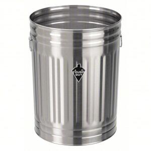 DESCRIPTION: (3) TRASH CANS BRAND/MODEL: TOUGH GUY #2PYW6 INFORMATION: GALVANIZED STEEL, SILVER SIZE: OPEN TOP, 31 GALLON, 21"W/DIAMETER, 27" H RETAIL