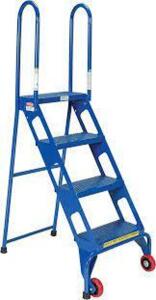 DESCRIPTION: (1) FOLDING STEP LADDER WITH WHEELS BRAND/MODEL: VESTIL #FLAD-4 INFORMATION: BLUE SIZE: 4 STEPS RETAIL$: $273.93 EA QTY: 1