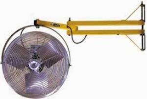 DESCRIPTION: (1) PIVOTING ARM DOCK FAN BRAND/MODEL: TPI INDUSTRIES #24-LDF-TE INFORMATION: YELLOW ARM SIZE: 18" FAN, 24" ARM RETAIL$: $304.82 EA QTY: