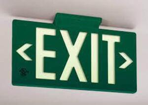 DESCRIPTION: (3) DOUBLE SIDED EXIT SIGN BRAND/MODEL: GLOBRITE #7042-100-B INFORMATION: GREEN RETAIL$: $207.95 EA QTY: 3