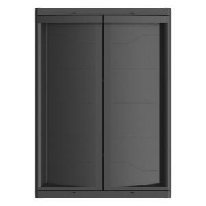 DESCRIPTION: (1) PLASTIC GARAGE STORAGE CABINET BRAND/MODEL: HYPER TOUGH INFORMATION: 50LB PER SHELF CAPACITY, 2 SHELVES, BLACK FINISH RETAIL$: $79.99