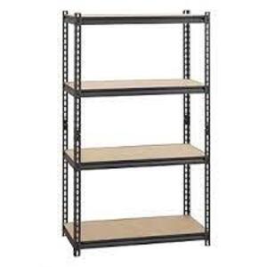 DESCRIPTION: (2) RIVET SHELVING, 5 SHELF UNIT BRAND/MODEL: IRON HORSE #20993 INFORMATION: BLACK SIZE: 72" H 48"W 18"D RETAIL$: $146.99 EA QTY: 2