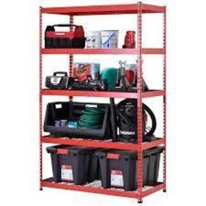 DESCRIPTION: (1) SET OF METAL SHELVING BRAND/MODEL: HUSKY INFORMATION: RED SIZE: MUST COME INSPECT RETAIL$: $199.99 EA QTY: 1