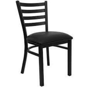 DESCRIPTION: (4) HERCULES LADDER BACK CHAIR BRAND/MODEL: FLASH FURNITURE #XU-DG-694B-GG INFORMATION: BLACK RETAIL$: $62.40 EA QTY: 4