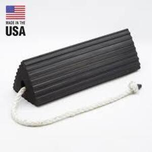DESCRIPTION: (1) SET OF (2) RUBBER WHEEL CHOCKS BRAND/MODEL: BUYERS INFORMATION: BLACK/WITH CHAIN SIZE: 16"L X 7"W X 4"H RETAIL$: 82.95 PER LOT QTY: 1