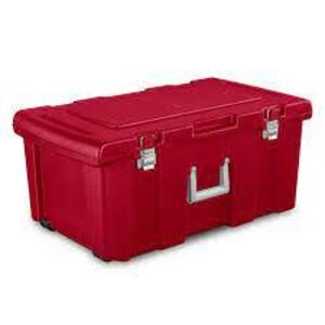 DESCRIPTION: (1) ROLLING LOCKABLE TOTE BRAND/MODEL: STERILITE #1842LAB7B INFORMATION: RED SIZE: 31X17X13 RETAIL$: $51.99 EA QTY: 1
