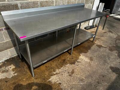 8' X 30" STAINLESS TABLE W/ 4" BACK SPLASH