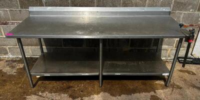 8' X 30" STAINLESS TABLE W/ 4" BACK SPLASH AND MOUNTED CAN OPENER