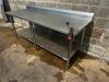 8' X 30" STAINLESS TABLE W/ 4" BACK SPLASH AND MOUNTED CAN OPENER - 2