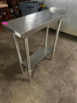 15" X 30" ALL STAINLESS TABLE W/ 2" BACK SPLASH