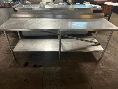 8' X 30" ALL STAINLESS TABLE W/ 4" BACK SPLASH