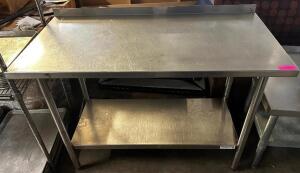 48" X 24" STAINLESS TABLE W/ 2" BACK SPLASH