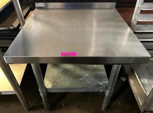 36" X 30" LOW BOY STAINLESS TABLE W/ 2" BACK SPLASH