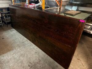 10' X 30" HARDWOOD TABLE W/ DOUBLE PEDESTAL BASE.