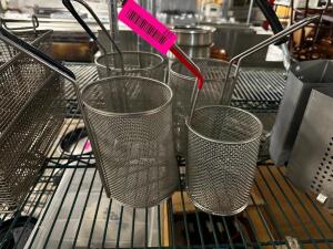 (4) ASSORTED WIRE MESH PASTA BASKETS