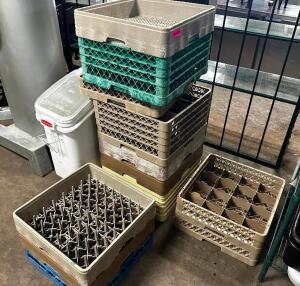 (12) ASSORTED PLASTIC GLASS RACKS