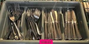 (50) SETS OF STAINLESS FORKS AND KNIVES