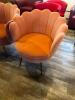DESCRIPTION: (2) EVELIA VELVET SCALLOPED BARREL CHAIRS IN PINK. BRAND / MODEL: HULALA HOME ADDITIONAL INFORMATION RETAILS NEW FOR $299 A PIECE LOCATIO - 2