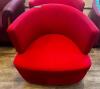 DESCRIPTION: (2) JOEL MODERN CLUB LOUNGE CHAIRS IN BRIGHT RED. BRAND / MODEL: COALESSE ADDITIONAL INFORMATION RETAIL NEW FOR $2000 PER CHAIR LOCATION: