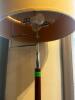 DESCRIPTION: FLOOR LAMP W/ SHADE. ADDITIONAL INFORMATION POLISHED CHROME BASE AND WOODEN STOCK LOCATION: UPSTAIRS QTY: 1 - 2
