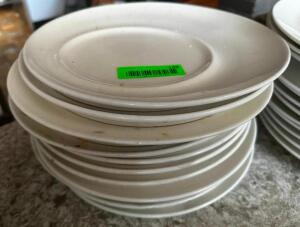 DESCRIPTION: (12) 11" CHINA PLATES BRAND / MODEL: VILLEROY & BROCH SIZE 11" LOCATION: BAR / MAIN FLOOR THIS LOT IS: SOLD BY THE PIECE QTY: 12