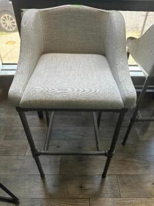 DESCRIPTION: (2) 30" OFF WHITE UPHOLSTERED BAR STOOLS BRAND / MODEL: HILLSDALE FURNITURE LLC SIZE 30" LOCATION: BAR / MAIN FLOOR THIS LOT IS: SOLD BY