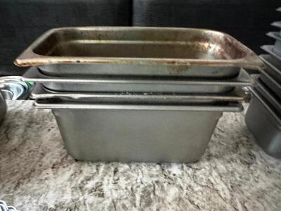 DESCRIPTION: (4) 1/3 SIZE STAINLESS INSERTS SIZE 6" DEEP LOCATION: MAIN FLOOR THIS LOT IS: SOLD BY THE PIECE QTY: 4