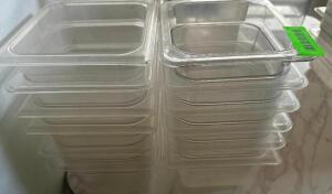 DESCRIPTION: (12) 1/4 SIZE PLASTIC INSERTS SIZE 4" DEEP LOCATION: MAIN FLOOR THIS LOT IS: SOLD BY THE PIECE QTY: 12