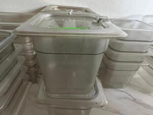 DESCRIPTION: (4) 1/6 SIZE PLASTIC INSERTS W/ LIDS SIZE 6" DEEP LOCATION: MAIN FLOOR THIS LOT IS: SOLD BY THE PIECE QTY: 4