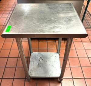 DESCRIPTION: 24" STAINLESS STEEL TABLE WITH UNDERSHELF SIZE: 24"X18"X36" LOCATION: KITCHEN QTY: 1