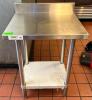 DESCRIPTION: 24" STAINLESS STEEL TABLE WITH UNDERSHELF SIZE: 24"X18"X34" LOCATION: KITCHEN QTY: 1