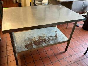 DESCRIPTION: 48" STAINLESS STEEL TABLE WITH GALVANIZED UNDERSHELF SIZE: 48"X30"X34" LOCATION: KITCHEN QTY: 1