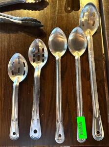 DESCRIPTION: (5) ASSORTED SERVING SPOONS LOCATION: MAIN DINING QTY: 5