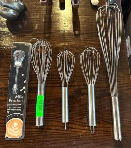 DESCRIPTION: (5) ASSORTED WHISKS LOCATION: MAIN DINING QTY: 5