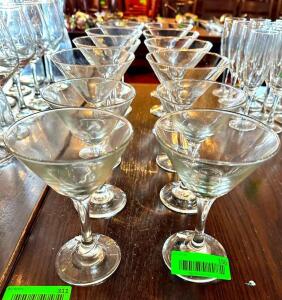 NAME: (12) - MARTINI GLASSES DESCRIPTION: (12) - MARTINI GLASSES LOCATION: MAIN DINING QTY: 12