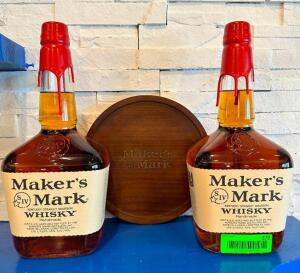 NAME: (2) - BOTTLES OF MAKERS MARK DESCRIPTION: (2) - BOTTLES OF MAKERS MARK LOCATION: BAR QTY: 2