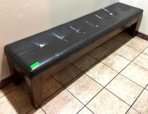 DESCRIPTION: 76" UPHOLSTERED BENCH INFORMATION: DAMAGE TO UPHOLSTERY SIZE: 76"X18"X18" LOCATION: BATHROOM QTY: 1