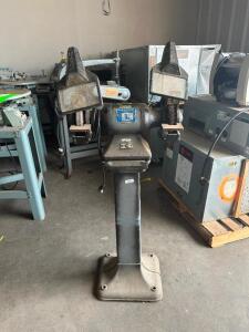 BALDOR GRINDER / BUFFER WITH SAFETY PLATES AND STAND