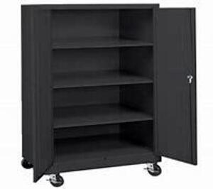 DESCRIPTION: (1) ADJUSTABLE MOBILE STORAGE CABINET BRAND/MODEL: SANDUSKY #TA3R362460-09 INFORMATION: BLACK SIZE: 36" X 24" X 65" RETAIL$: $1056.99 EA