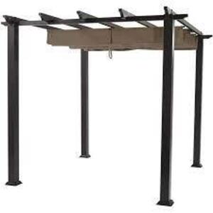 DESCRIPTION: (1) PERGOLA BRAND/MODEL: BETTER HOMES AND GARDENS INFORMATION: BLACK, STEEL SIZE: 9' X9' RETAIL$: $374.00 EA QTY: 1