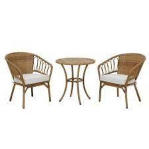 DESCRIPTION: (1) BISTRO SET WITH WICKER TABLE BRAND/MODEL: BETTER HOMES AND GARDENS #BHS136157386231 INFORMATION: WILLOW SAGE SIZE: 3 PIECE SET RETAIL